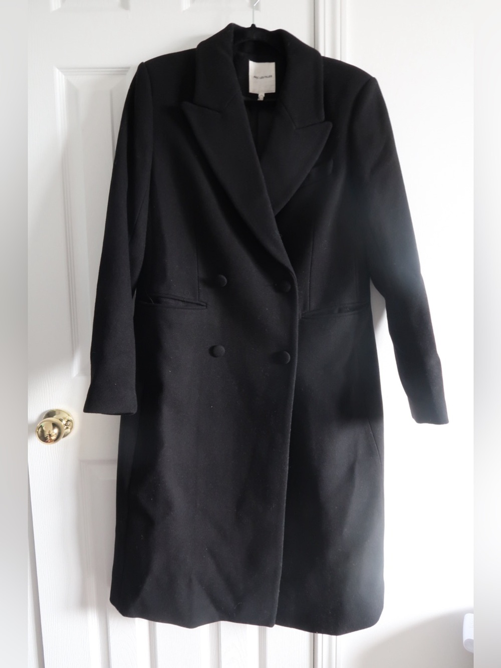 Avec Les Filles women size L Black Double-Breasted Wool winter Coat